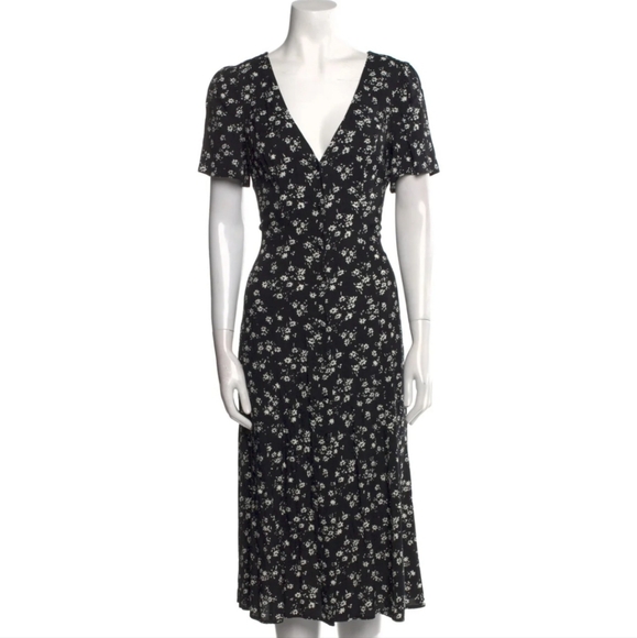 Reformation Dresses & Skirts - Reformation Locklin Midi Dress Black and White Florals Size 8